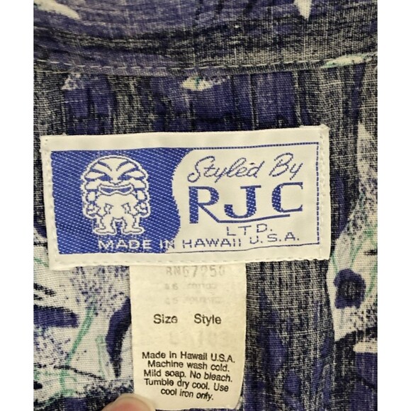 Vtg RJC Hawaiian Aloha Blue Tropical Fish Shirt L Resort Vacation Cruise USA - Picture 6 of 10